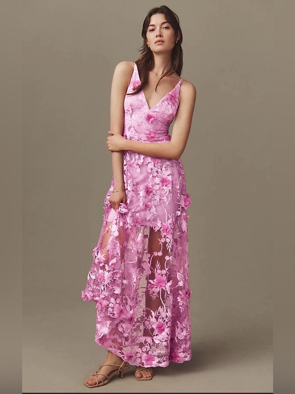 NWT Dress The Population Lavender Floral Applique Maxi Dress Size Medium M